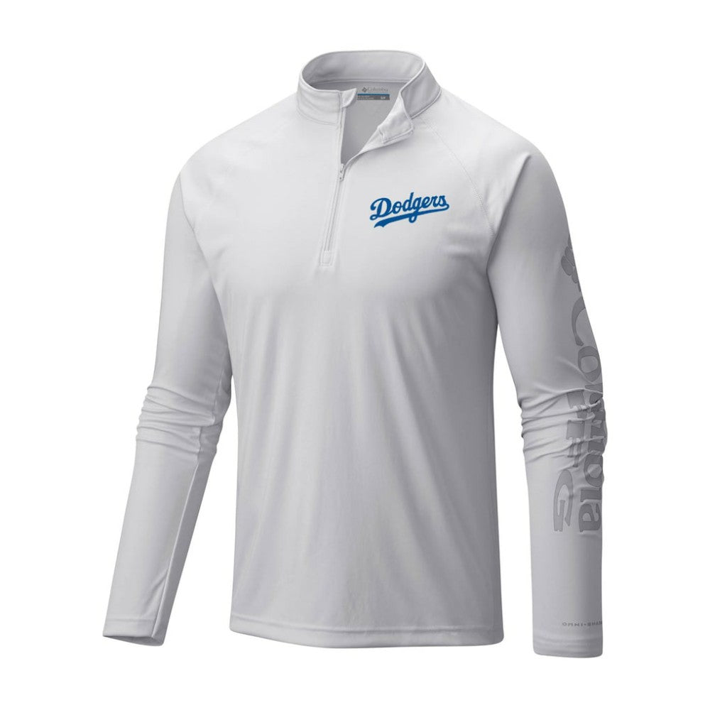 Los Angeles Dodgers Columbia Terminal Tackle Omni-Shade Raglan Quarter-Zip Pullover Top Sale