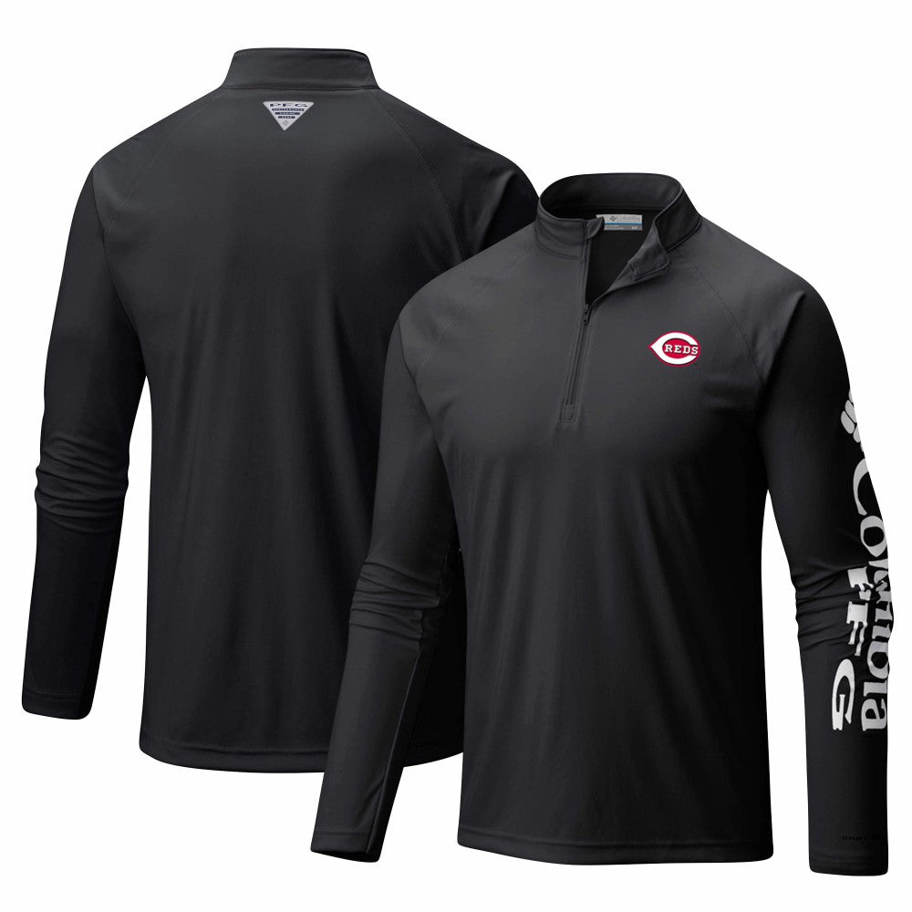 Cincinnati Reds Columbia Terminal Tackle Omni-Shade Raglan Quarter-Zip Pullover Top Online