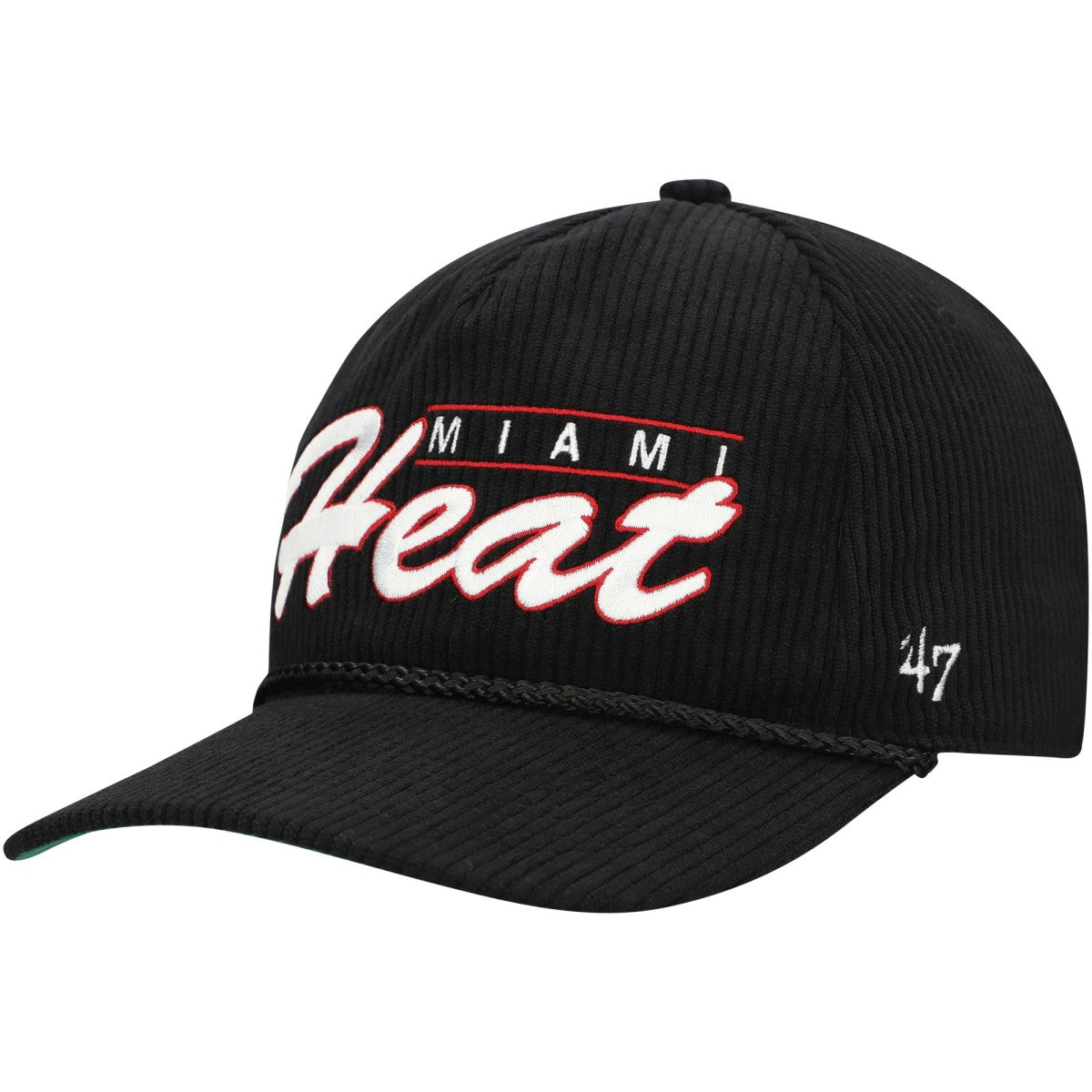 47 brand Miami Heat '47 Double Header Sidepatch Cord Hitch Adjustable Hat Black