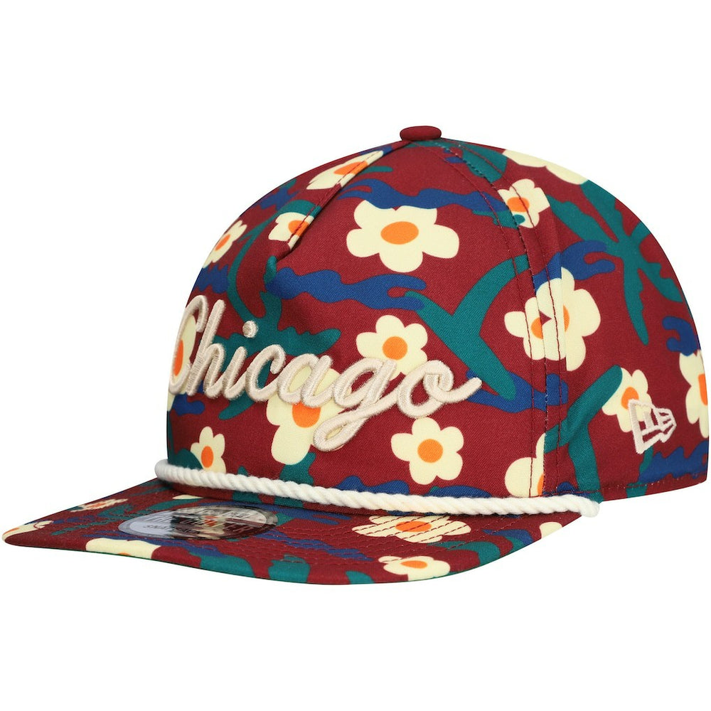 New Era Chicago Bulls Vacation Floral Golfer Snapback Hat Crimson