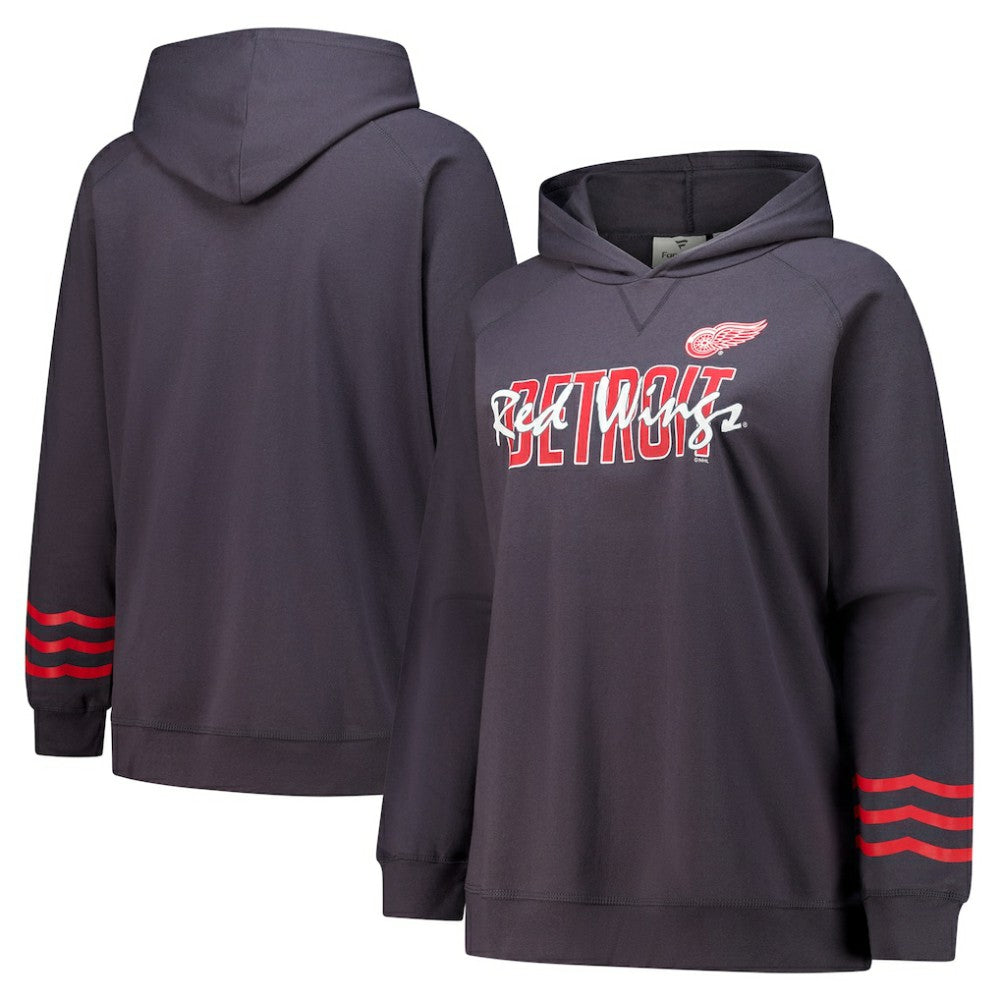 Detroit Red Wings Fanatics Women's Plus Size Lightweight Fleece Raglan Pullover Hoodie - Charcoal | Fanatics on sale