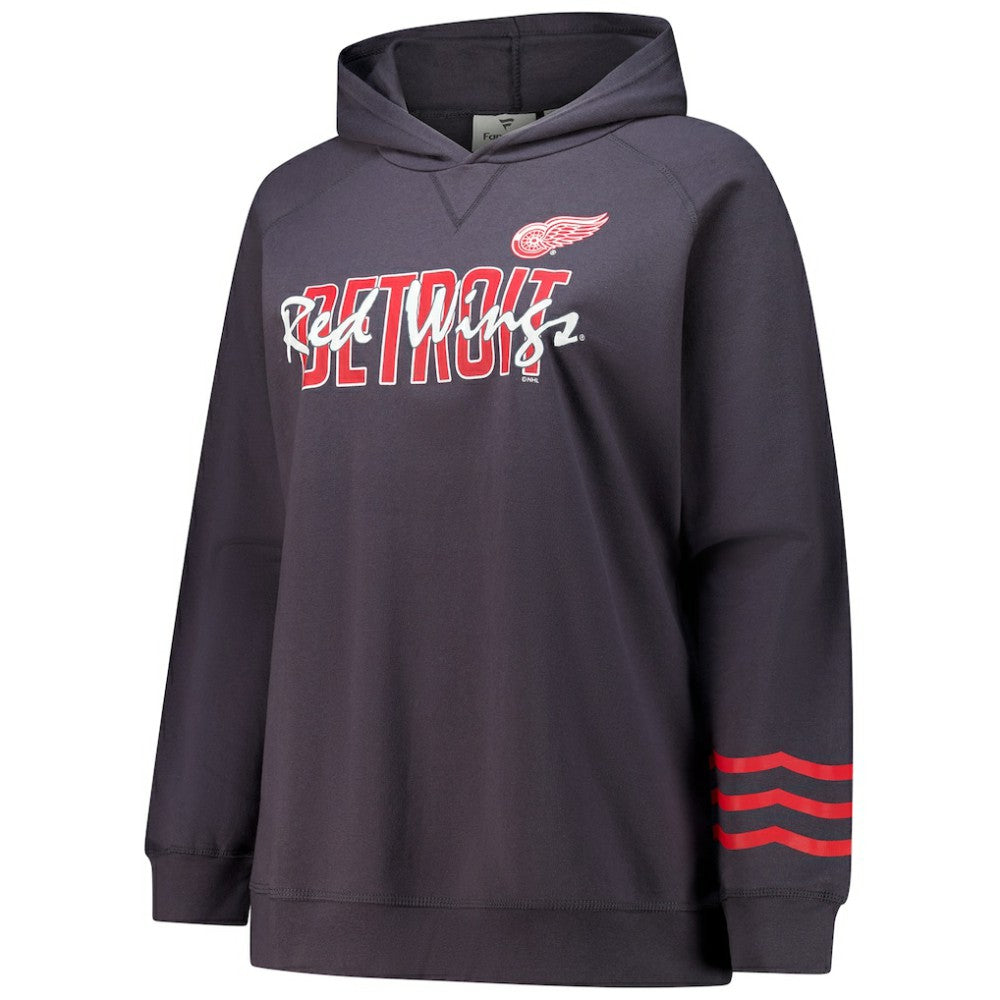 Detroit Red Wings Fanatics Women's Plus Size Lightweight Fleece Raglan Pullover Hoodie - Charcoal | Fanatics on sale