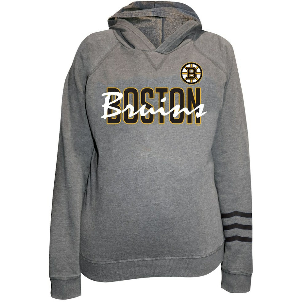 Boston Bruins Fanatics Women's Plus Size Lightweight Fleece Raglan Pullover Hoodie - Heather Gray | Fanatics Clearance