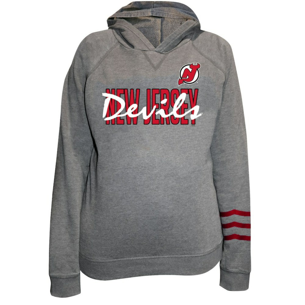 New Jersey Devils Fanatics Women's Plus Size Lightweight Fleece Raglan Pullover Hoodie - Heather Gray | Fanatics near me