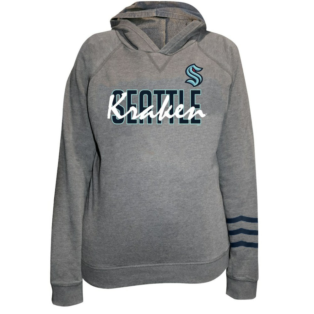 Seattle Kraken Fanatics Women's Plus Size Lightweight Fleece Raglan Pullover Hoodie - Heather Gray | Fanatics online