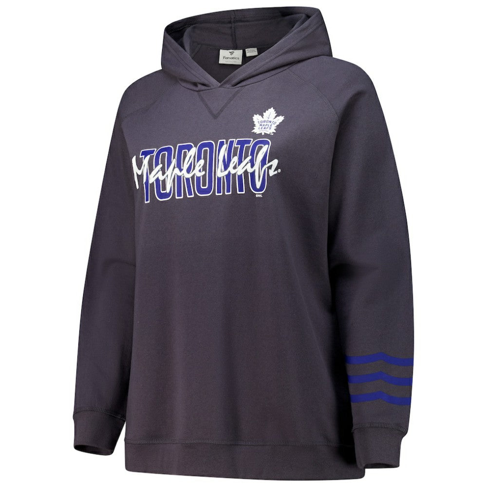 Toronto Maple Leafs Fanatics Women's Plus Size Lightweight Fleece Raglan Pullover Hoodie - Charcoal | Fanatics Lifestyle