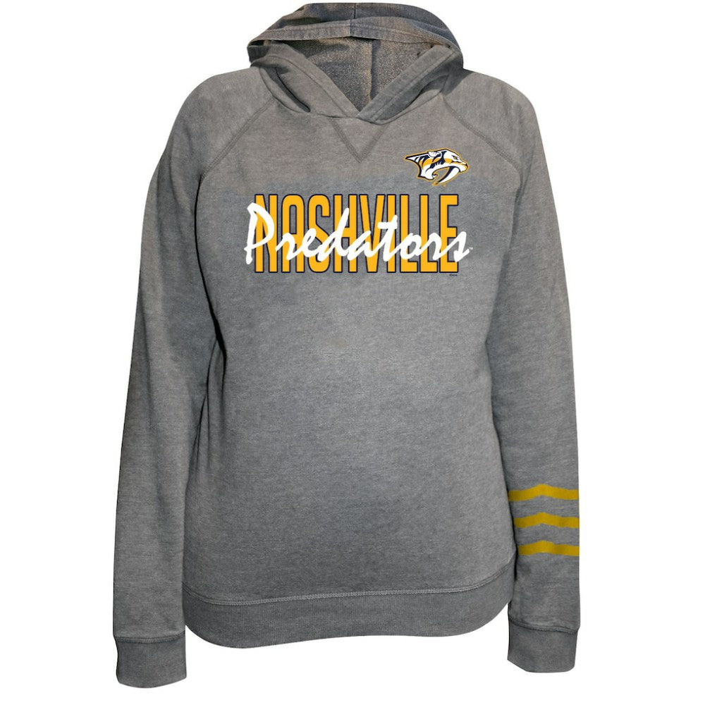 Nashville Predators Fanatics Women's Plus Size Lightweight Fleece Raglan Pullover Hoodie - Heather Gray | Fanatics Clearance
