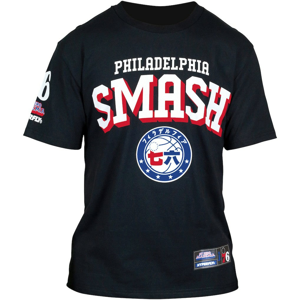 Philadelphia 76ers Hyperfly Unisex NBA x My Hero Academia All Might Smash T-Shirt Black