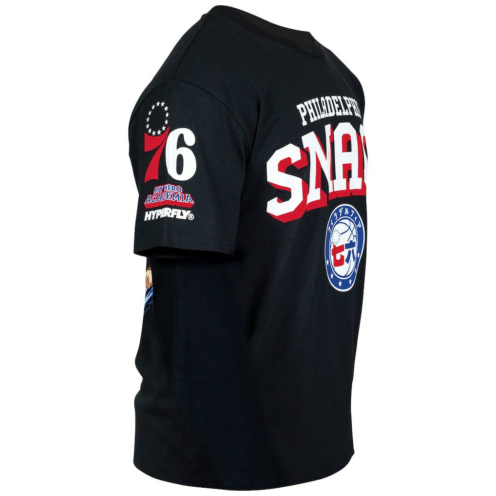 Philadelphia 76ers Hyperfly Unisex NBA x My Hero Academia All Might Smash T-Shirt Black