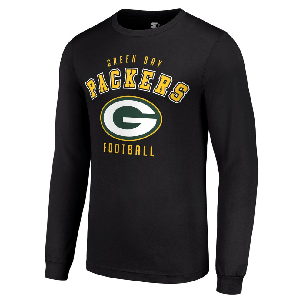 Green Bay Packers Starter Long Sleeve T-Shirt - Black - NFL