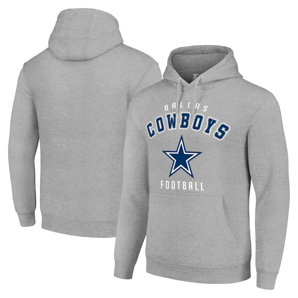 Dallas Cowboys Starter Unisex Logo Pullover Hoodie - Heather Gray - NFL