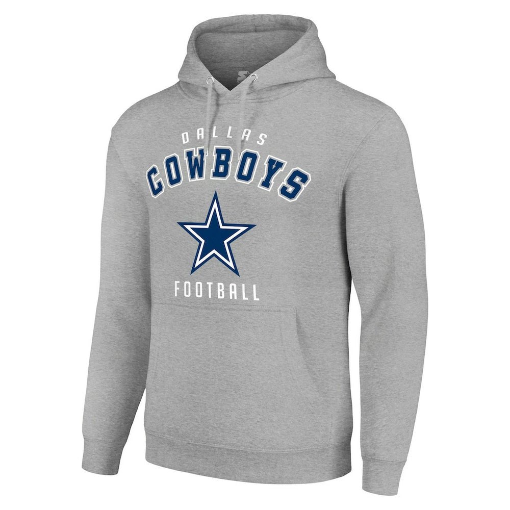 Dallas Cowboys Starter Unisex Logo Pullover Hoodie - Heather Gray - NFL