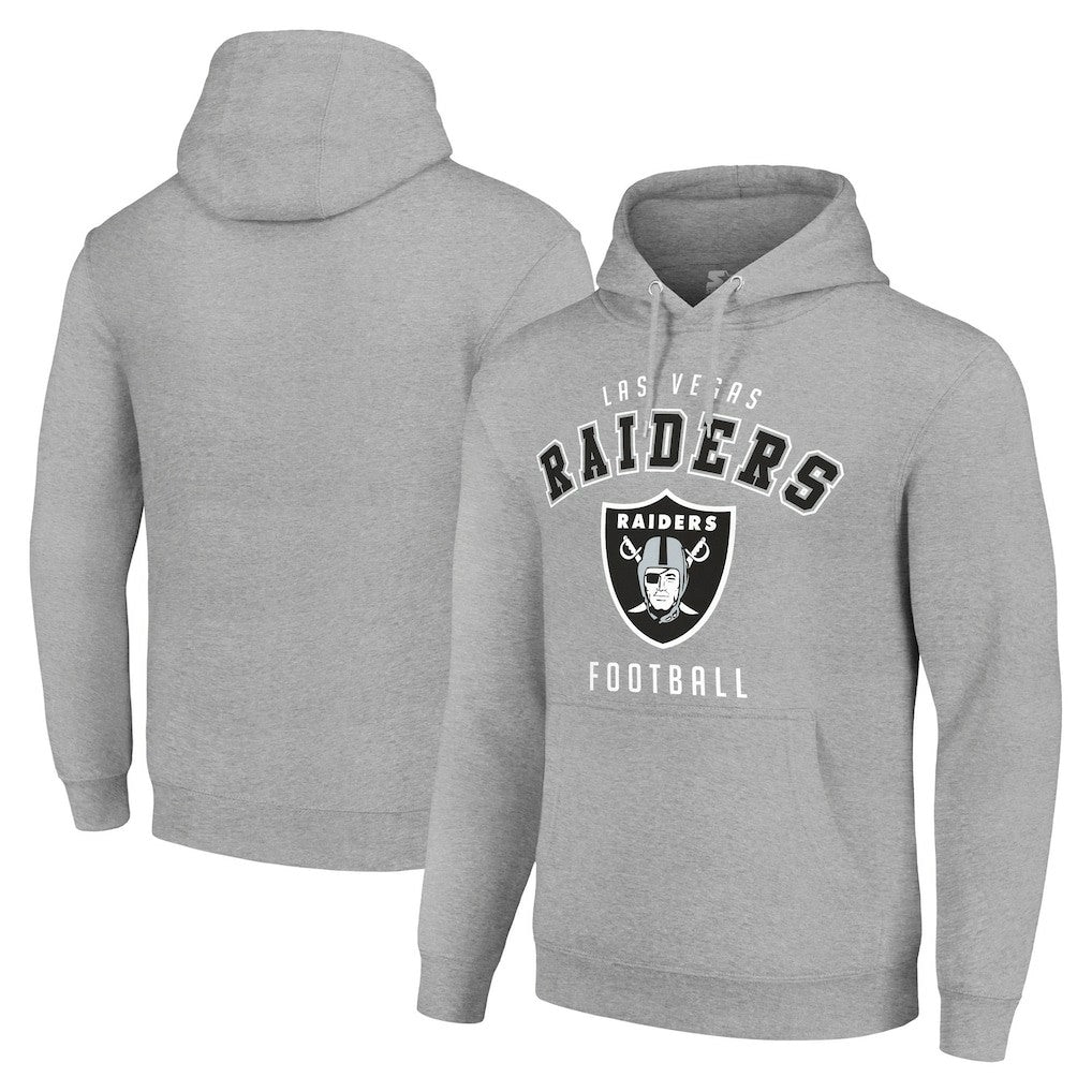 Las Vegas Raiders Starter Unisex Logo Pullover Hoodie - Heather Gray - NFL