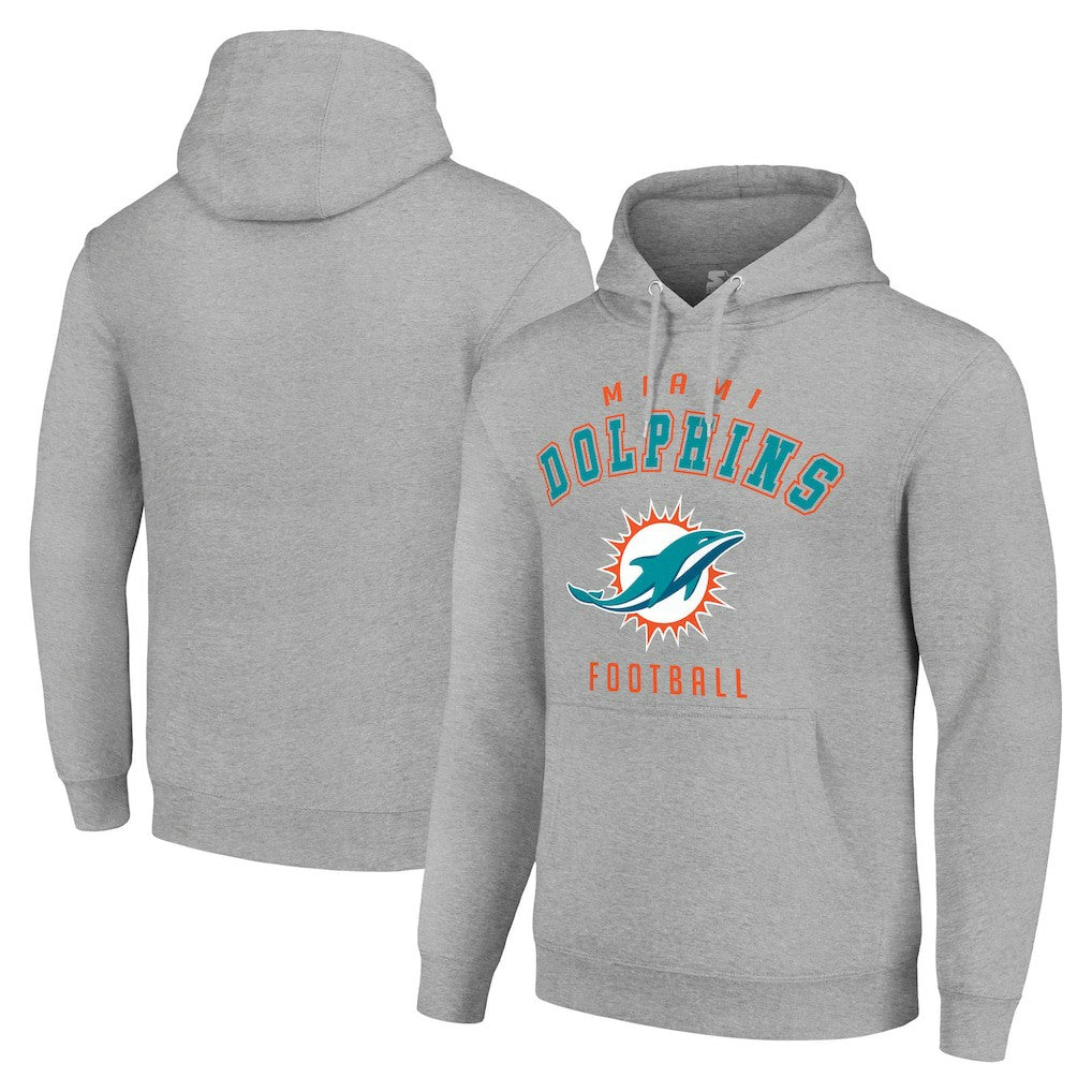 Miami Dolphins Starter Unisex Logo Pullover Hoodie - Heather Gray - NFL