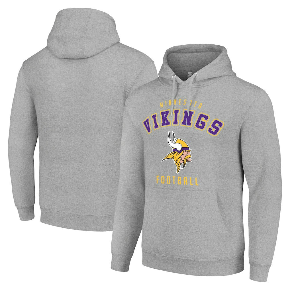 Minnesota Vikings Starter Unisex Logo Pullover Hoodie - Heather Gray - NFL