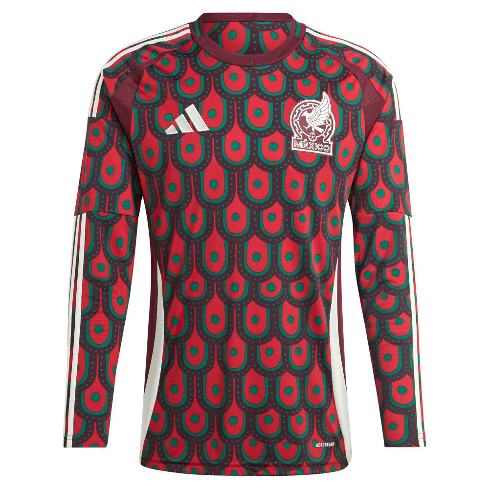 Adidas - Mexico National Team 2024 Home Replica Long Sleeve Jersey - Burgundy