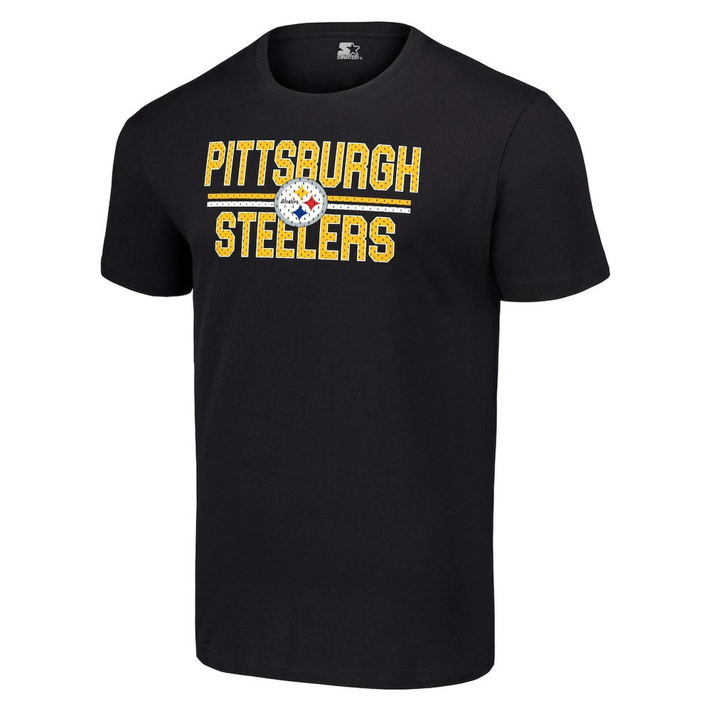 Pittsburgh Steelers Starter Team Mesh Print Graphic T-Shirt - Black - NFL