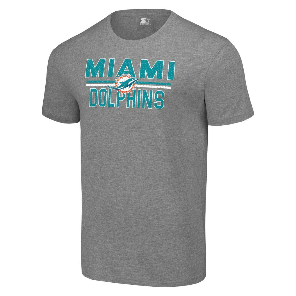 Miami Dolphins Starter Team Mesh Print Graphic T-Shirt - Heather Gray - NFL