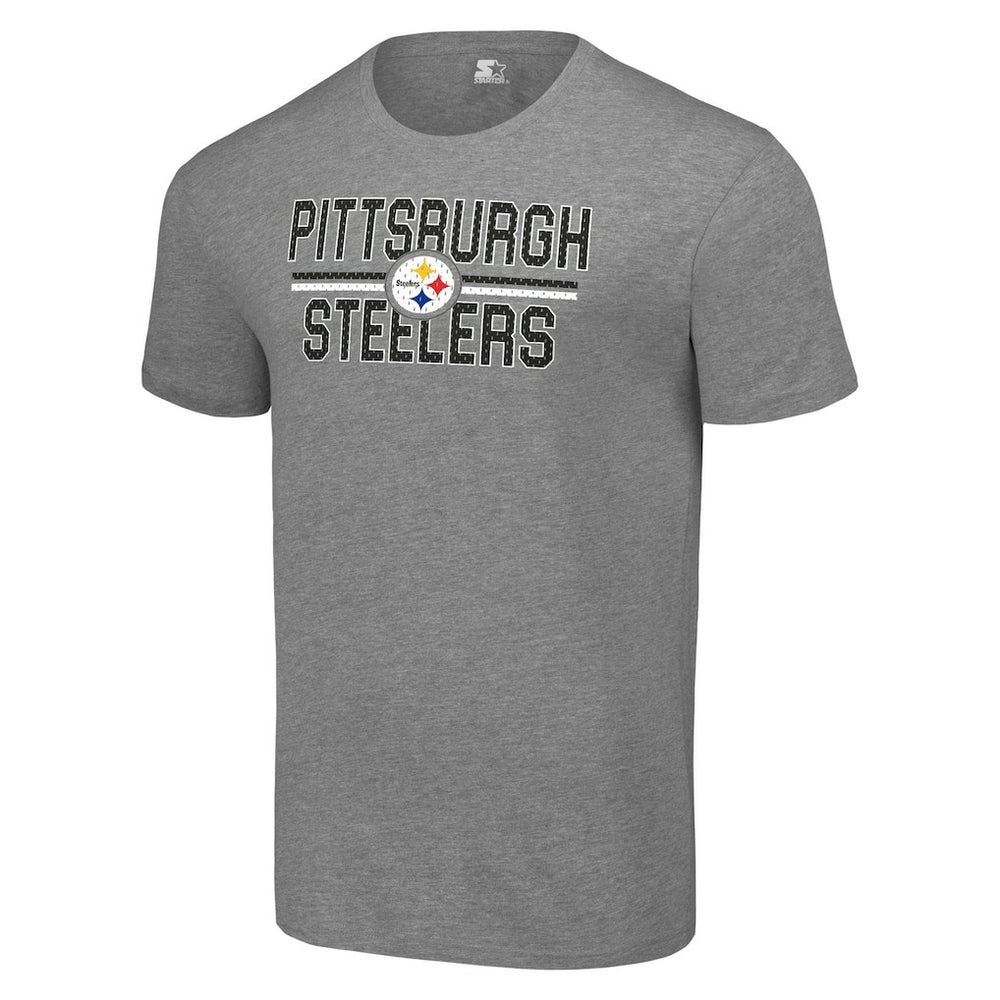 Pittsburgh Steelers Starter Team Mesh Print Graphic T-Shirt - Heather Gray - NFL