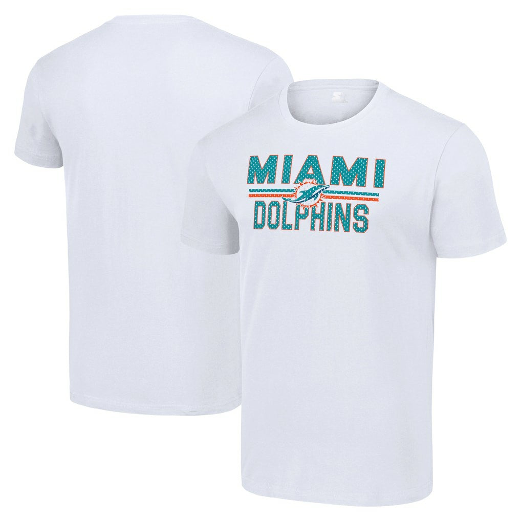 Miami Dolphins Starter Team Mesh Print Graphic T-Shirt - White - NFL