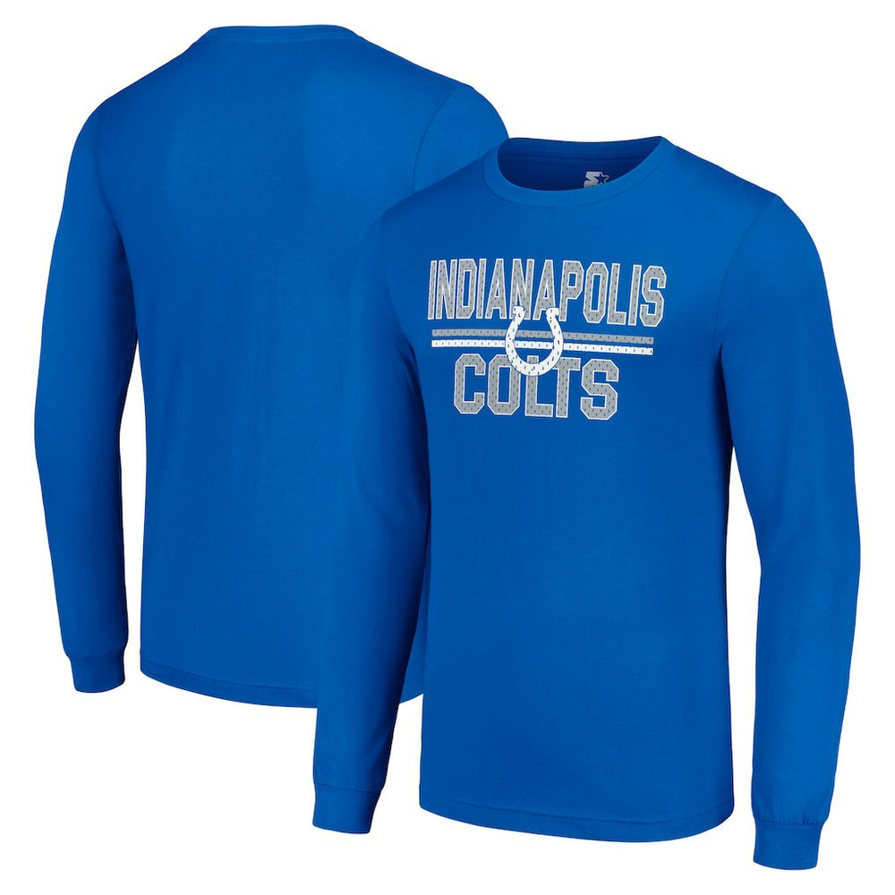Indianapolis Colts Starter Team Mesh Print Graphic Long Sleeve T-Shirt - Royal - NFL