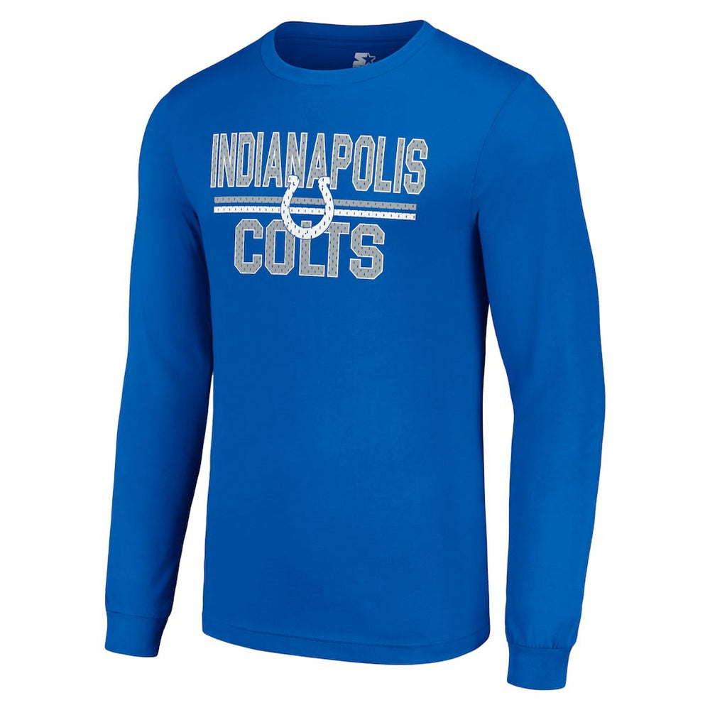 Indianapolis Colts Starter Team Mesh Print Graphic Long Sleeve T-Shirt - Royal - NFL