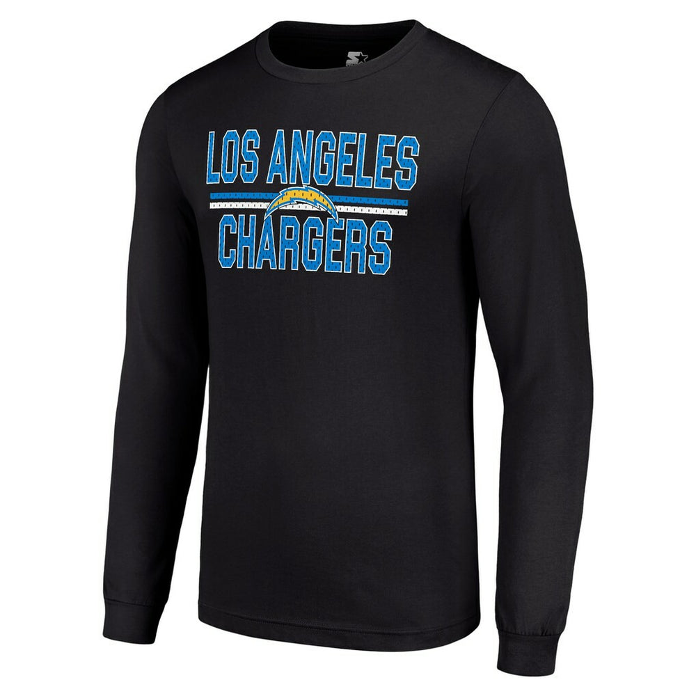Los Angeles Chargers Starter Team Mesh Print Graphic Long Sleeve T-Shirt - Black - NFL