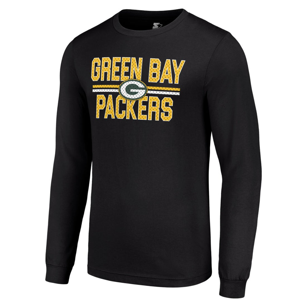Green Bay Packers Starter Team Mesh Print Graphic Long Sleeve T-Shirt - Black - NFL
