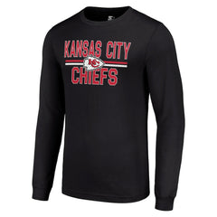 Kansas City Chiefs Starter Team Mesh Print Graphic Long Sleeve T-Shirt - Black - NFL