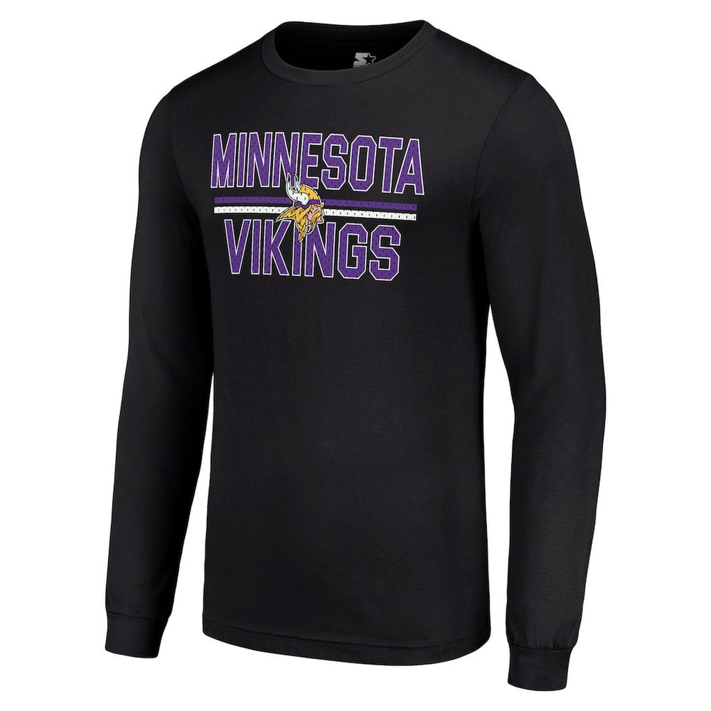 Minnesota Vikings Starter Team Mesh Print Graphic Long Sleeve T-Shirt - Black - NFL