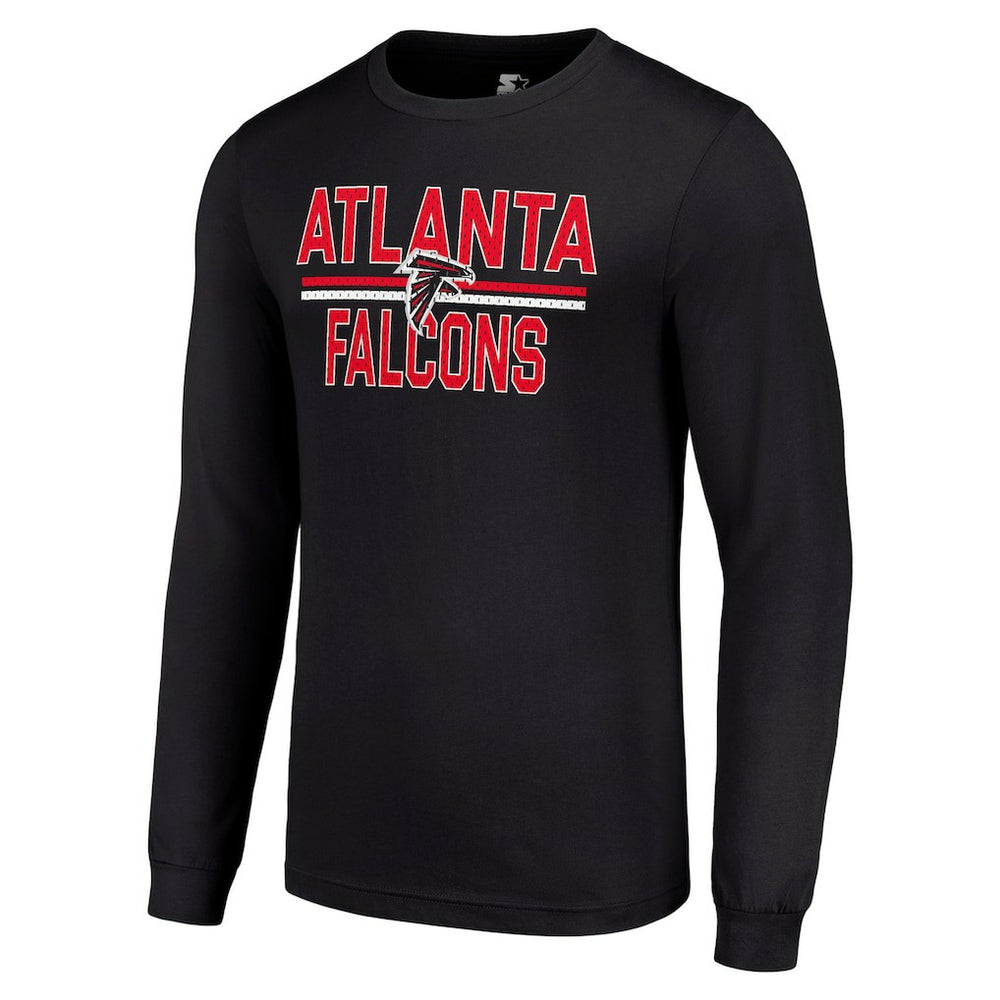 Atlanta Falcons Starter Team Mesh Print Graphic Long Sleeve T-Shirt - Black - NFL