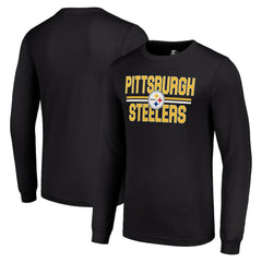Pittsburgh Steelers Starter Team Mesh Print Graphic Long Sleeve T-Shirt - Black - NFL