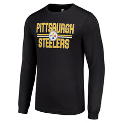 Pittsburgh Steelers Starter Team Mesh Print Graphic Long Sleeve T-Shirt - Black - NFL