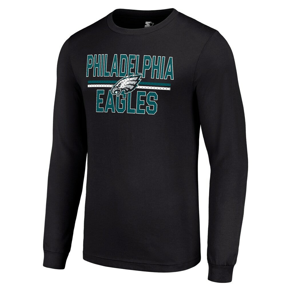 Philadelphia Eagles Starter Team Mesh Print Graphic Long Sleeve T-Shirt - Black - NFL