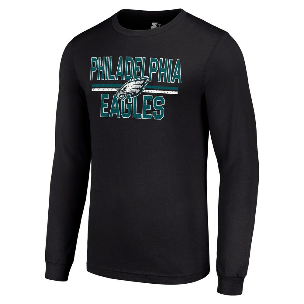 Philadelphia Eagles Starter Team Mesh Print Graphic Long Sleeve T-Shirt - Black - NFL