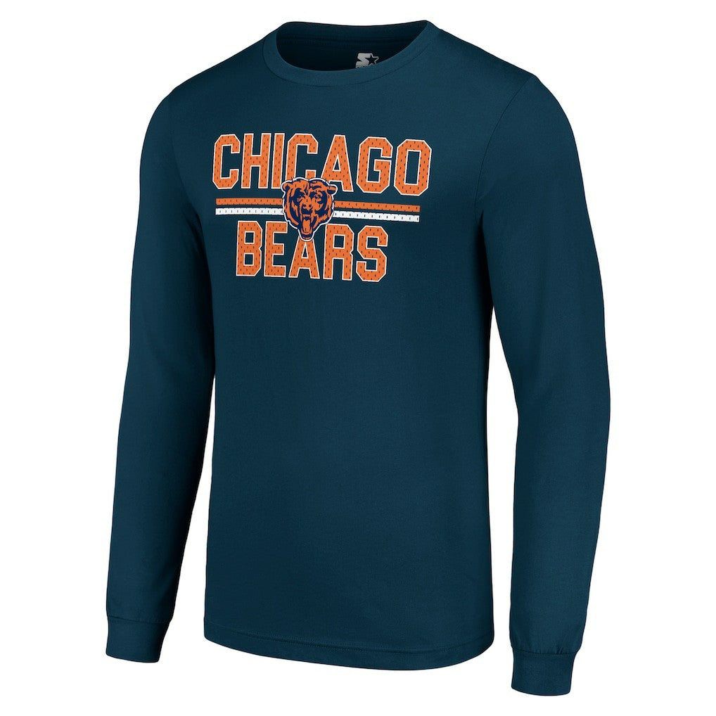 Chicago Bears Starter Team Mesh Print Graphic Long Sleeve T-Shirt - Navy - NFL