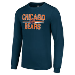 Chicago Bears Starter Team Mesh Print Graphic Long Sleeve T-Shirt - Navy - NFL