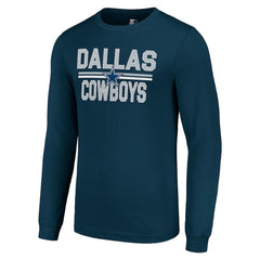 Dallas Cowboys Starter Team Mesh Print Graphic Long Sleeve T-Shirt - Navy - NFL