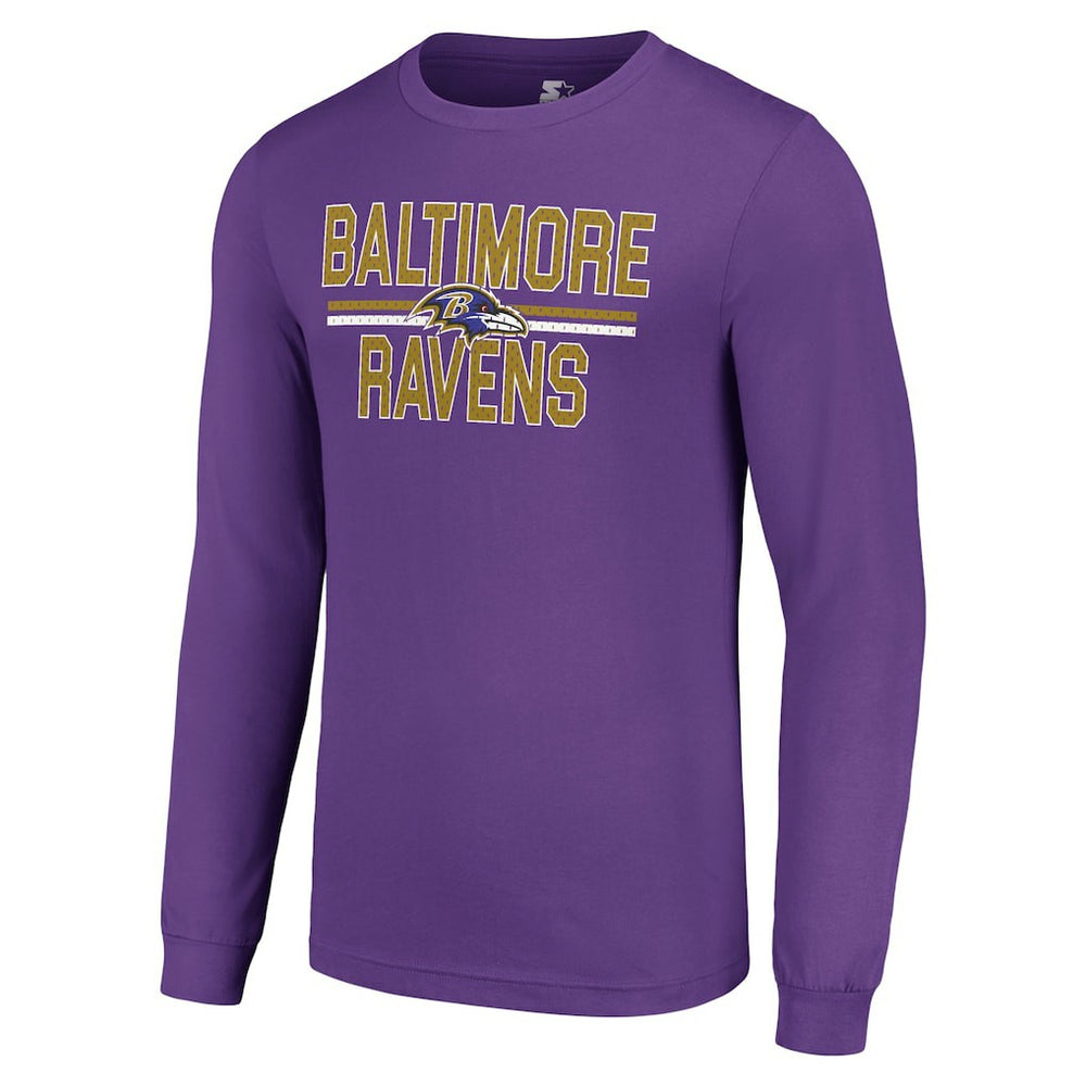 Baltimore Ravens Starter Team Mesh Print Graphic Long Sleeve T-Shirt - Purple - NFL