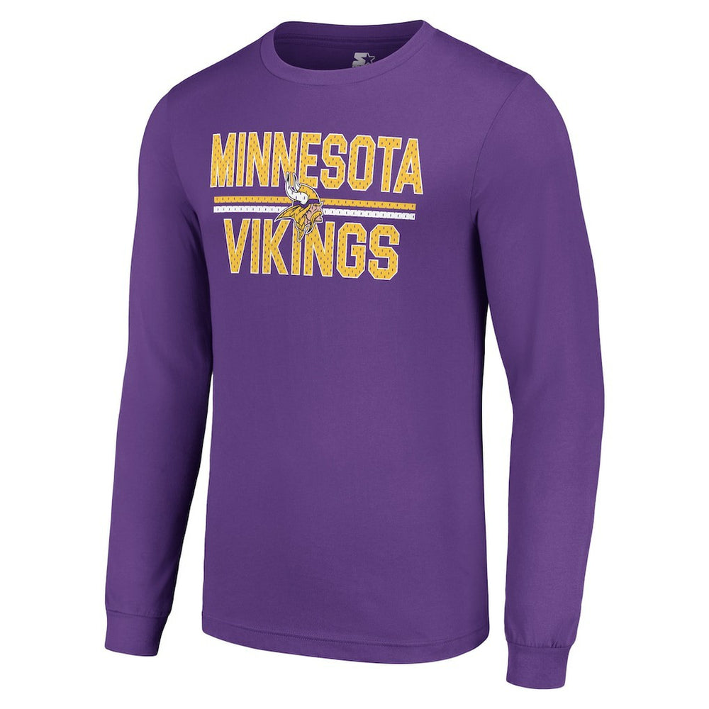 Minnesota Vikings Starter Team Mesh Print Graphic Long Sleeve T-Shirt - Purple - NFL