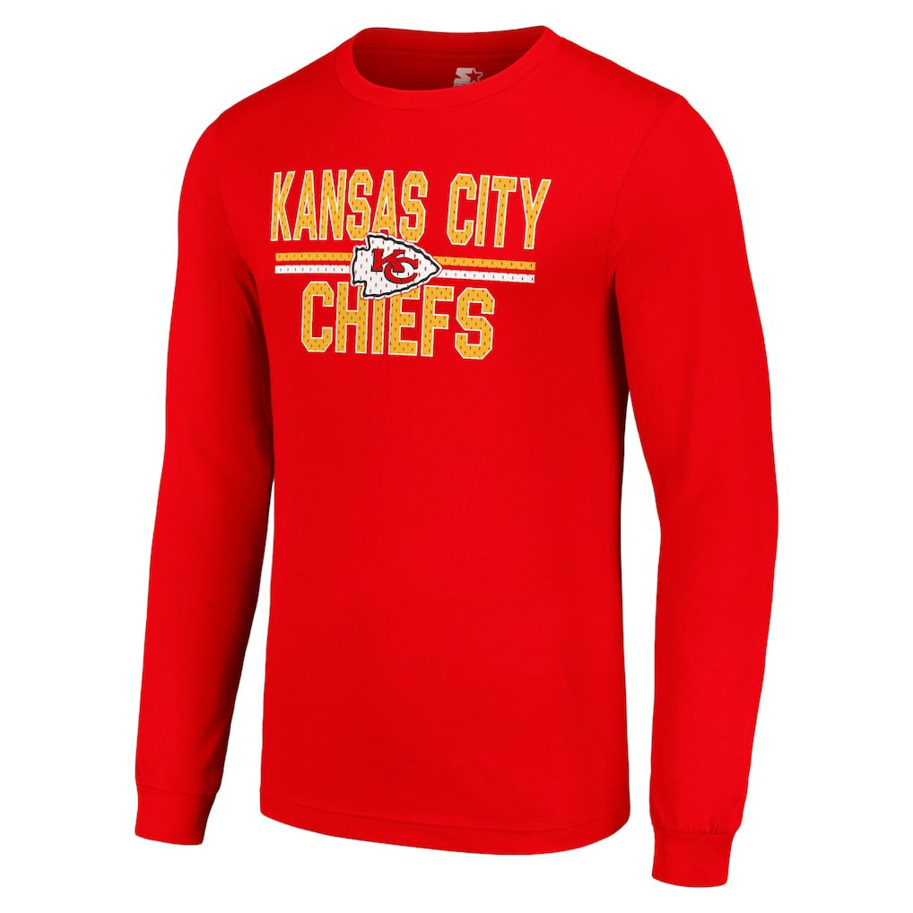 Kansas City Chiefs Starter Team Mesh Print Graphic Long Sleeve T-Shirt - Red - NFL
