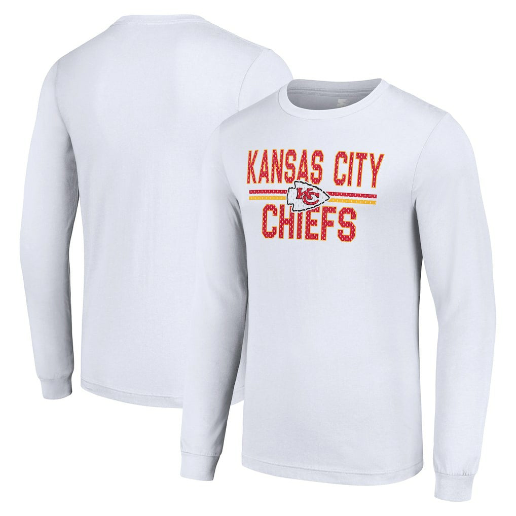 Kansas City Chiefs Starter Team Mesh Print Graphic Long Sleeve T-Shirt - White - NFL
