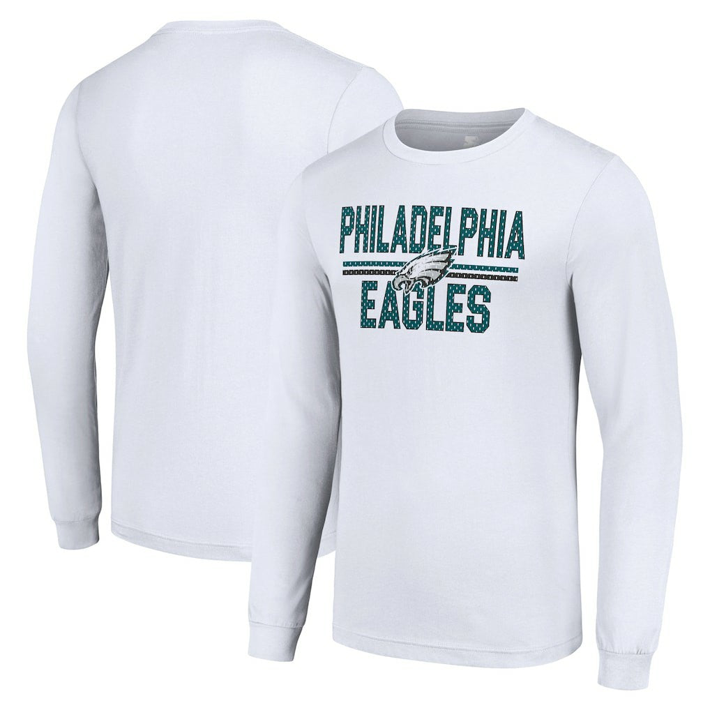 Philadelphia Eagles Starter Team Mesh Print Graphic Long Sleeve T-Shirt - White - NFL