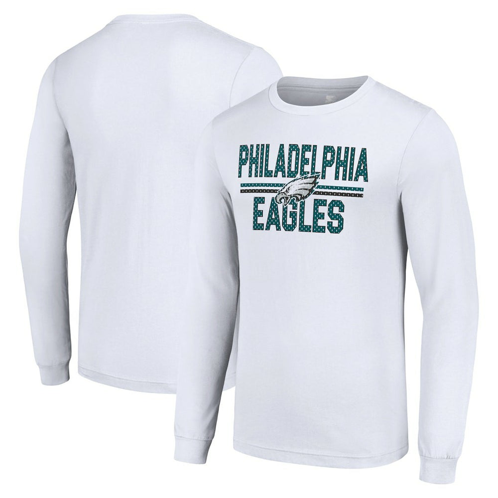 Philadelphia Eagles Starter Team Mesh Print Graphic Long Sleeve T-Shirt - White - NFL