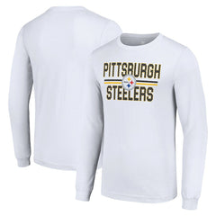 Pittsburgh Steelers Starter Team Mesh Print Graphic Long Sleeve T-Shirt - White - NFL