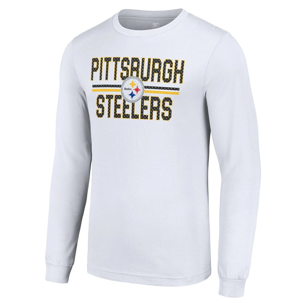 Pittsburgh Steelers Starter Team Mesh Print Graphic Long Sleeve T-Shirt - White - NFL