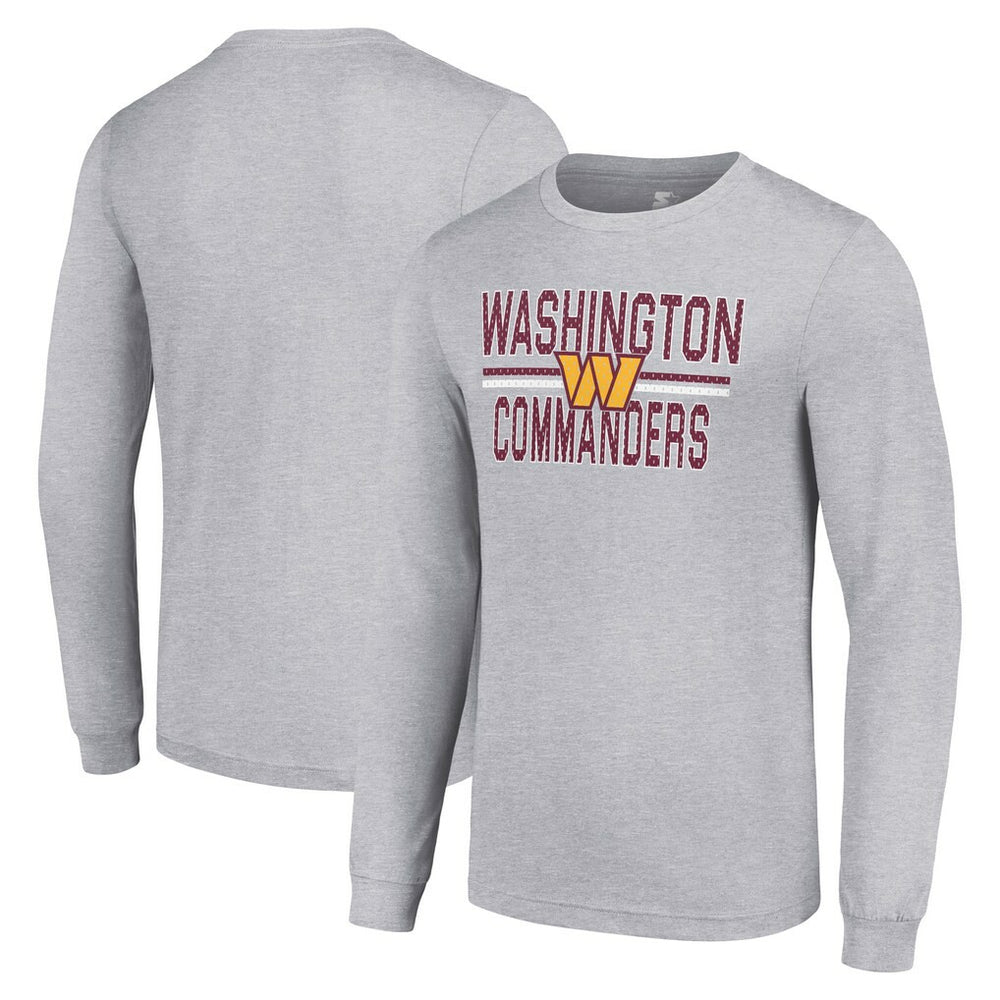 Washington Commanders Starter Team Mesh Print Graphic Long Sleeve T-Shirt - Heather Gray - NFL