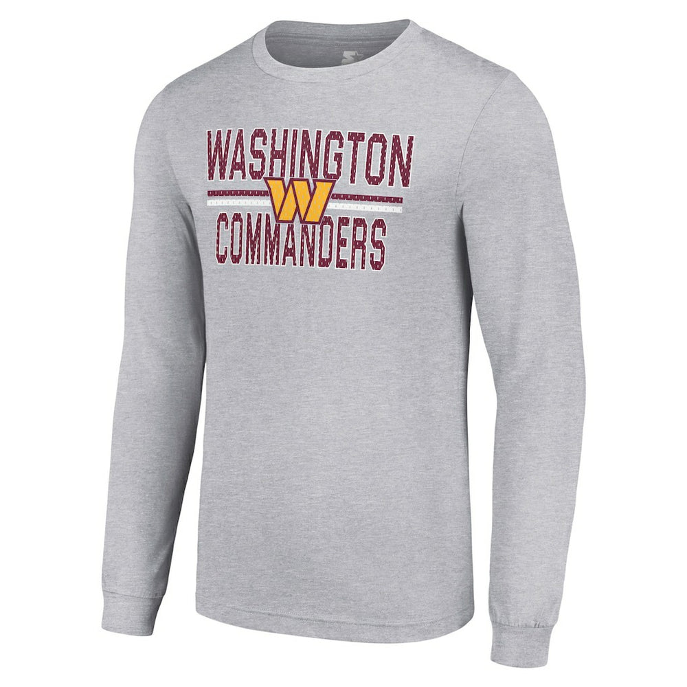 Washington Commanders Starter Team Mesh Print Graphic Long Sleeve T-Shirt - Heather Gray - NFL