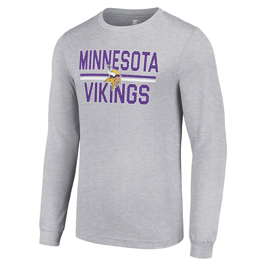 Minnesota Vikings Starter Team Mesh Print Graphic Long Sleeve T-Shirt - Heather Gray - NFL