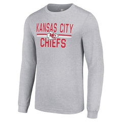 Kansas City Chiefs Starter Team Mesh Print Graphic Long Sleeve T-Shirt - Heather Gray - NFL
